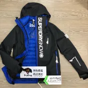 DryDog 跩狗嚴選 跩狗嚴選 低於四折 極度乾燥 Superdry SD 男款 機能型 兩件式 滑雪 雪衣 風衣 防風 防水 保暖防寒透氣科技布料 復古風格 外套 黑灰藍 三合一 10口袋 比TNF划算