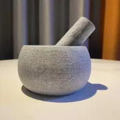 【天然石搗蒜臼】 大理石研磨缽 擂缽石臼 蒜臼 研磨研碎器 磨蒜器 杵修 研磨器 蒜臼子 研缽 搗蒜器 蒜泥器 臼杵家
