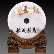 協貿國際日用品生活1館 馬到成功平安扣擺件天然阿富汗白玉工藝品家居裝飾客廳商務禮品
