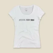 美國百分百【Armani Exchange】T恤 AX 短袖 大圓領 logo 上衣 T-shirt 白色 女 I428