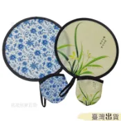 臺灣出貨 夏天耐用小團扇國畵國風迷你便攜式收納口袋佈麵圓形扇子折疊扇子