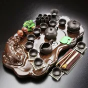 楓林宜居 整套功夫茶具套裝家用簡約茶臺實木茶盤喝茶紫砂玻璃茶壺茶道茶海