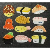 【哈狼族】服飾輔料/刺繡布貼/EML/炸蝦雕魚燒章魚燒玉子燒鮭魚卵軍艦壽司生魚片握壽司刺繡燙布貼背膠(新增醬油)