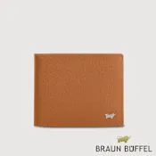 【BRAUN BUFFEL 德國小金牛】台灣總代理 HOMME-M 8卡中間翻零錢袋短夾-杏仁巧克力色/BF306-318-SAL