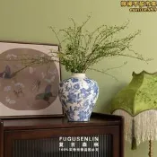 復古森林春季限量冰裂釉青花瓷花瓶古典陶瓷擺飾水培家居桌面裝飾