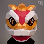 DIY手作3D紙模型 禮物 擺飾 節慶系列-舞獅面具