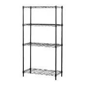 【KIWISH】鐵架MIT輕型四層置物架60x35x180cm-極致黑色(鐵架/收納架/層架/置物架/電鍍鉻架/波浪架/貨架)