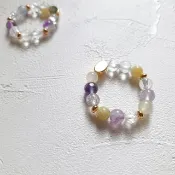 雪青碧色 天然晶石食指戒 (爆花白水晶.螢石.阿富汗花玉)除負能