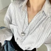 (店+)【LEESA】愛心項鍊\項鍊女\情人節禮物\項鍊\米粒珠\鎖骨鍊\串珠項鍊\鈦鋼項鍊\愛心\吊墜\灰色\精品 項鍊\毛衣鏈\