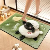 詹士甄選 臺灣出貨 卡通動物小羊浴室吸水衛生間廁所硅藻泥防滑速乾地墊可機洗防摔倒