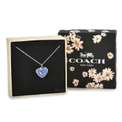 COACH琺瑯愛心C字造型項鍊禮盒(藍/銀)｜GoBrand購名牌