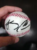 [J.K 收藏館 ] MLB  BOSTON 義大 林哲瑄 親筆簽球簽於MLB實戰用球 !