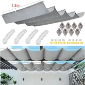 1.8x5 米可伸縮遮陽布,波浪遮陽帆,波浪矩形戶外花園遮陽,可存放陰影,96% 抗紫外線,適合游泳池和車庫