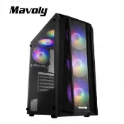 @淡水無國界@ MAVOLY 松聖 荔枝 機殼 電腦機殼 黑色 玻璃側板 ATX MATX ITX 含ARGB風扇