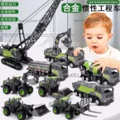 台灣熱銷｜慣性閤金工程車係列男孩挖掘機攪拌車油罐車卡車推土機玩 具3-6嵗｜免運