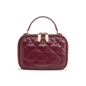 (店+)【CHARLES & KEITH】小CK 安可拉紅 菱格鍊條拉鍊方包 PU聚氨酯 相機包 手提斜挎包 葡萄酒紅色/黑色/奶白色 CK2-80671707