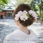 Pinkoi 代購 - 櫻花與蝴蝶蘭頭飾 (6 件組) 櫻花色 櫻花 和服婚禮 婚紗外拍 白色 純白 白無垢 成人式 入學典禮 畢業典禮 袴