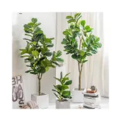 (店+)假植物琴葉榕榕樹仿真琴葉榕盆栽尤加利樹植物室內擺件綠植大盆景假花ins家居客廳裝飾