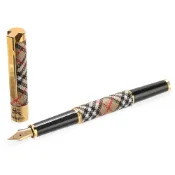 BURBERRY經典格紋金飾邊14K限量鋼筆(米咖)｜GoBrand購名牌