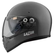 【LAZER】 山車帽 MX-5 水泥灰 亮面 全罩 內墨 排齒扣 內襯可拆 復古 安全帽 scrambler ｜耀瑪