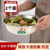 ❥平價好物❥特厚不鏽鋼湯盆高顏值兒童碗卡通盆飯碗湯碗寵物盆飯盆新款野餐盆2