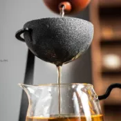 茶漏無孔礦石一體成型高檔過濾器小青柑茶濾一體一整套托架懶人