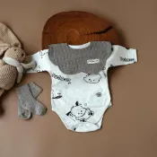  Baby-【現貨】新生兒長袖軟糯包屁衣卡通四季春秋嬰兒純棉無骨衣服三角哈衣睡衣 嬰兒洋氣長袖哈衣 新生兒爬服包屁衣