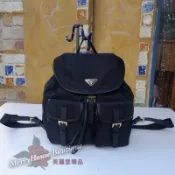 【美麗堡精品】 PRADA OUTLET BZ0030女款尼龍後背包 金標 雙拉鍊袋 (黑色)【現貨】全新真品