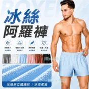 (店+)林柏 L-4XL 冰絲 洞洞&冰格纹 基本款 素色 寬鬆 前開孔 阿羅褲 四角褲 男內褲 男四角褲
