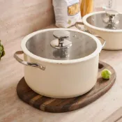 (店+)PureCook 台灣首賣★新CICI韓式304陶瓷不鏽鋼鍋5L雙耳加深大湯鍋/火鍋+矽膠玻璃蓋(IH爐洗碗機康寧同款)