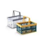 (店+)【JOEKI】手提摺疊收納籃-大號折疊置物籃 北歐風手提籃 戶外野餐籃 多功能收納 拼色摺疊收納籃