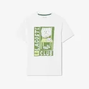 【LACOSTE】男裝-Roland Garros 聯名藝術場景短袖 T 恤(白色)