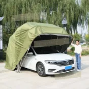 半自動移動摺疊伸縮車庫防曬阻燃汽車停車棚加厚保暖車罩戶外（運費咨詢客服）