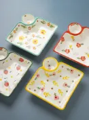 協貿國際日用品生活1館 日式陶瓷餃子盤帶醋碟子方形盤子菜盤家用新款創意餐盤水餃盤