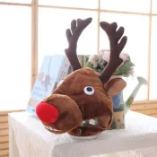 (店+)聖誕紅鼻麋鹿頭套 (頭飾 帽子 面罩 面具 拍照道具 寫真 派對裝扮)