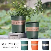 Mycolor 花盆 塑膠花盆 塑膠盆 多肉植物 盆栽 園藝 植栽 育苗盆 營養缽 花架 花台 植物 塑料盆 種花 菜盆 陽台 菜園 加厚 簡約字母花盆 ♚MY COLOR♚【S052】