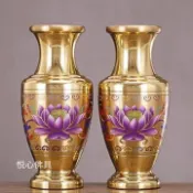 小胖達生活百貨 家居供佛純銅花瓶景泰藍插花富貴竹供瓶佛前觀音室內擺件客廳淨瓶