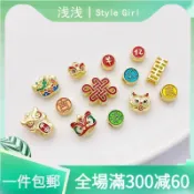 新年14K包金保色吉祥如意舞獅中國結隔珠diy手鍊項鍊飾品材料配件