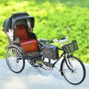 【全臺免運】老上海黃包車合金模型 仿真人力三輪車自行車 懷舊復古創意玩具車 桌面收藏擺飾 兒童男孩生日節慶禮物