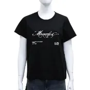 【MONCLER】MONCLER 草書刺繡短袖T恤(女款/黑)