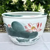 復古大號陶瓷落地魚缸 客廳庭院金魚缸擺件 睡蓮荷花缸水缸養魚