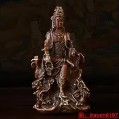 【小七嚴選】銅自在觀音擺件復古純銅水月觀音客廳桌面佛像小號坐龍觀世音菩薩
