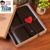 OHMG 愛心相冊 愛心卡片 送禮包 相冊禮盒 皮革愛心 皮質綁帶相冊 diy手工 洗照片 黏貼式影集本 生日禮物紀念冊