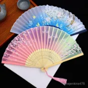 臺灣出貨 免運 扇子 古風折扇子女生中國風送學生舞蹈扇兒童漢服隨身折疊扇夏天便攜扇 RHXH