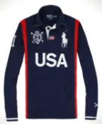 美國百分百【全新真品】Ralph Lauren 長袖 大馬 polo衫深藍 型男RL特色款 USA國旗 免運XS S XL