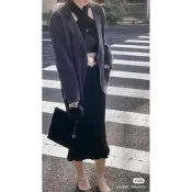 Chanel vintage 菱格紋 天鵝絨 真皮 黑色 金色五金 手提包 手拿包 公事包