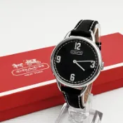 美國百分百【全新真品】COACH 手錶 14501640 皮革錶帶 專櫃精品 女錶 36mm 黑色 DA88