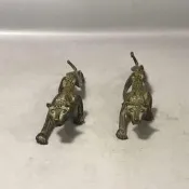 〖金瑪古玩〗古玩銅器收藏 文玩茶寵茶幾擺件精致手工紅銅紫銅金錢豹 一對