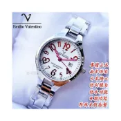 (店+)【Emilio Valentino 范倫提諾】C&F 【Emilio Valentino】專櫃精品 優雅女仕珍珠面盤不鏽鋼日期腕錶 兩年保固
