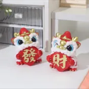 【台灣8H出貨】現貨 醒獅擺件 發財 醒獅 入宅擺件 新年擺飾 招財擺件 舞龍舞獅 桌上擺飾 過年裝飾 交換禮物 擺件